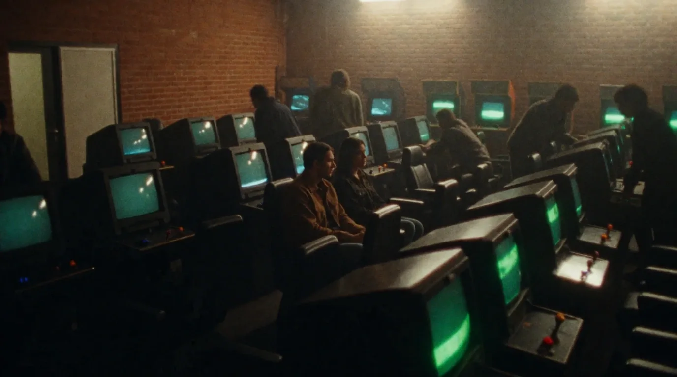 Ambiance nocturne d'une salle d'arcade classique